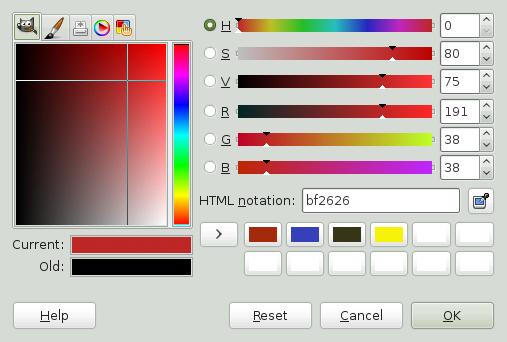 18.6.3.1 Selecting Colors The GIMP toolbox always shows two color swatches. The foreground color is used by the paint tools.