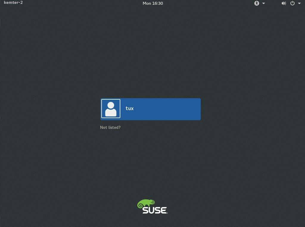 FIGURE 1.1: GNOME LOGIN SCREEN PROCEDURE 1.1: NORMAL LOGIN 1. If your user name is listed, click it. If your user name is not listed, click Not listed?. Then enter your user name and click Next. 2.
