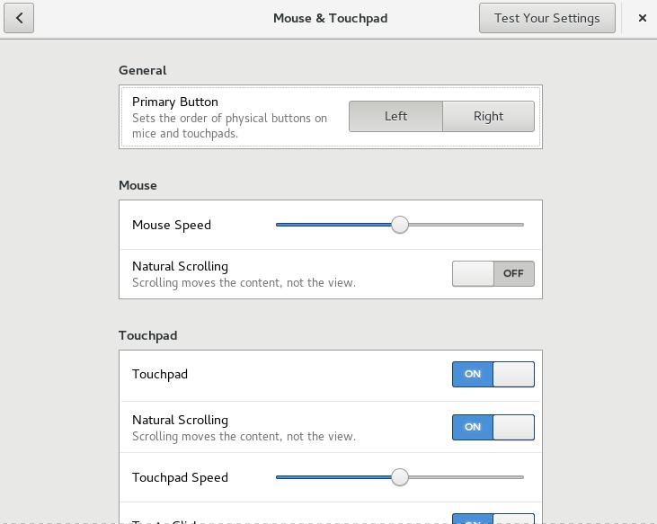 3.3.4 Configuring the Mouse and Touchpad To modify mouse and touchpad options, click Applications System Tools Settings Mouse and Touchpad. FIGURE 3.