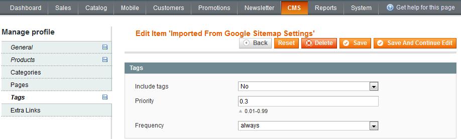 20. Google Sitemap: Edit Sitemap Specify