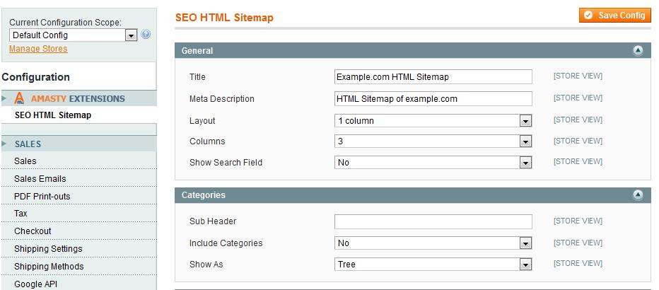 Specify title and meta description for your HTML Site Map. The title will be displayed on the page. 4.
