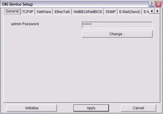 DEVICE SETUP Device Setup allows you to configure the network interface. Type the root password (default value is the last 6 characters of the MAC address) to configure.
