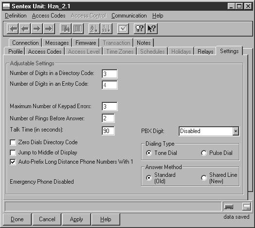 ENTERING AND EDITING UNIT DATA Settings FIGURE 48 From the Unit Definition window, select the Settings tab to display the settings page (Figure 48).