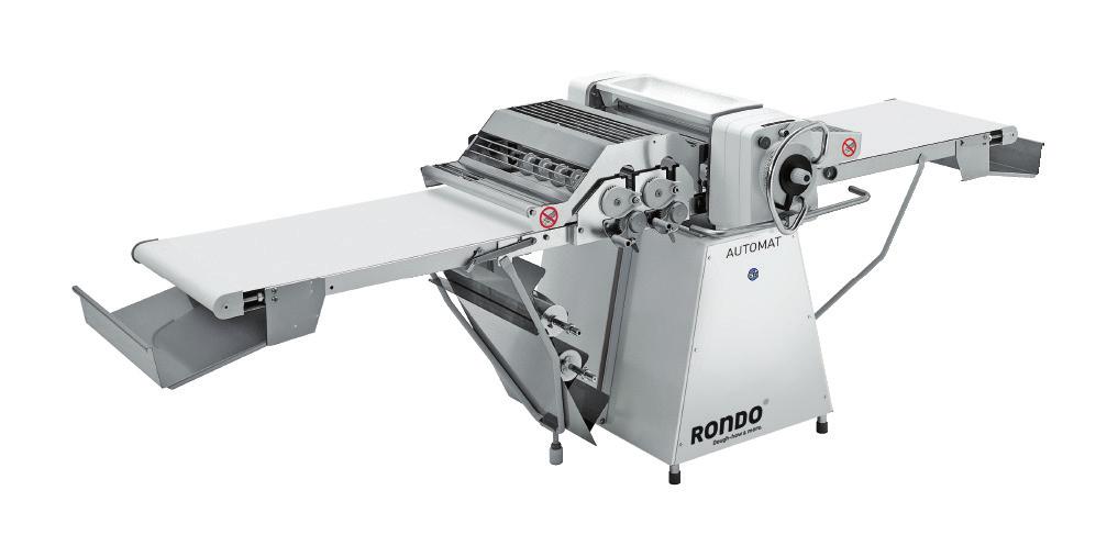 64 Dough Sheeting Machine Cutomat The RONDO Cutomat is a dough sheeter with integrated cutting station the perfect solution when the available space is limited.