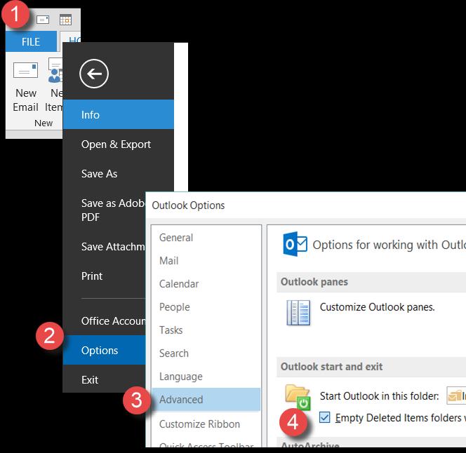 Auto Delete - Empty the Deleted Items Folder Automatically: The Auto Delete feature of Outlook automatically empties the