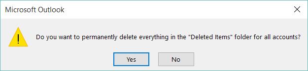 Auto Delete is now turned on. With Auto Delete turned on, the deleted items folder will be emptied when Outlook is shut down.