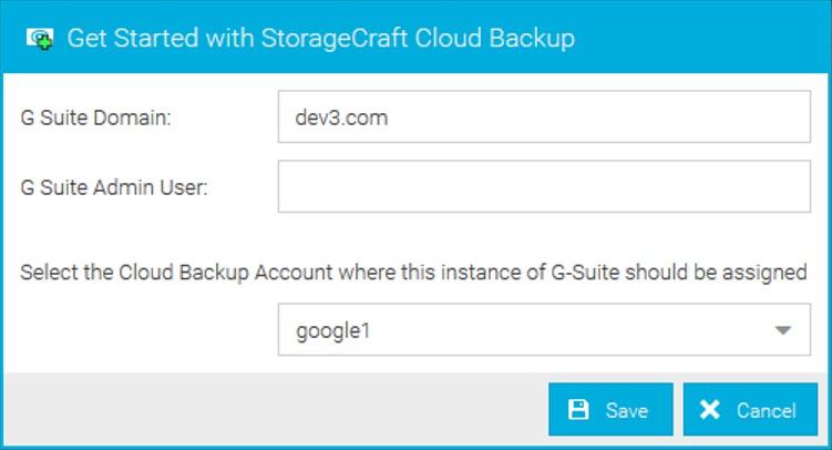 Configure G Suite Admin Credentials and Select Users for Backup (In the StorageCraft Partner Portal) Provide the information required to configure services and select users. 1.