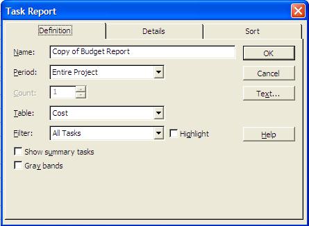 Box 13: Jika Butang Copy dipilih dari Custom Reports
