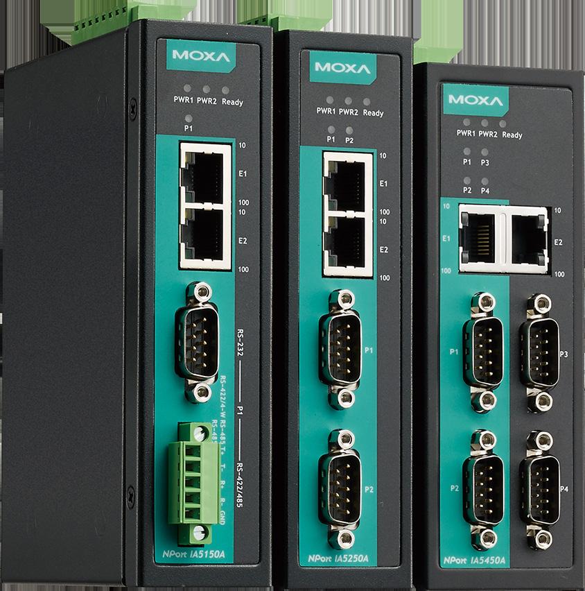 Serial-to-Ethernet Device Servers NPort IA5000A Series 1, 2, and 4-port serial device servers for industrial automation Enhanced surge protection for LAN/serial/power 2 kv isolation for serial