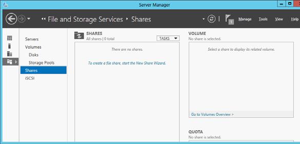 To Create an NFS share using Server Manager: Start the Server Manager.