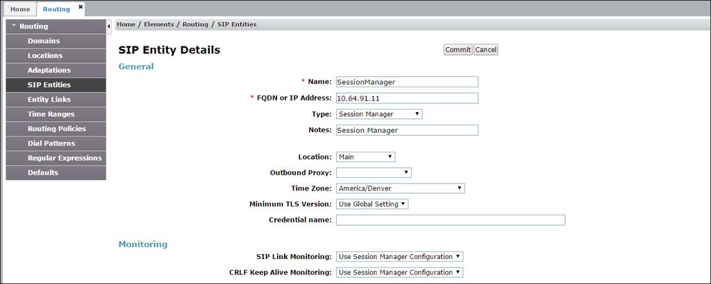 Note In the reference configuration, TLS is used as the transport protocol between Session Manager and Communication Manager (ports 5061 and 5071), and to the Avaya SBCE (port 5061).