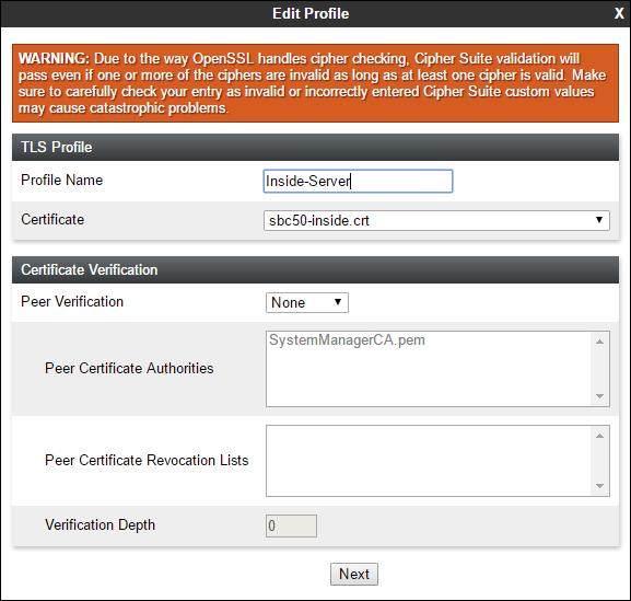 7.2.2 Server Profiles Step 1 - Select TLS Management Server Profiles, and click on Add.