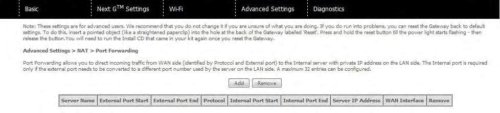 Protocol and External port) to an internal server with a private IP address on the LAN side.
