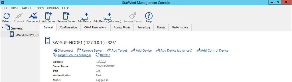 Configuring Shared Storage 21. Launch the StarWind Management Console: double-click the StarWind tray icon. NOTE: StarWind Management Console cannot be installed on an operating system without a GUI.