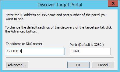 Discovering Target Portals In this chapter, we will connect the previously created disks to the servers which will be added to the cluster: 44.