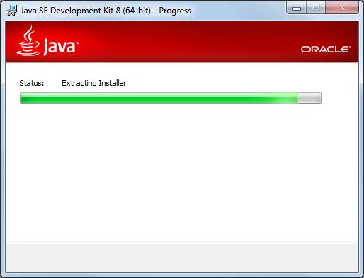 The next screen will display a simple progress bar while the JDK files are being installed.