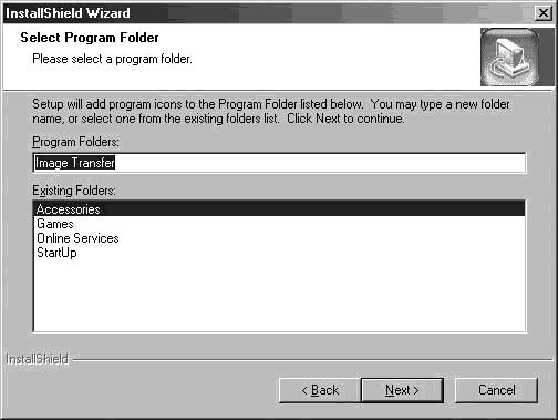 Select the program folder, then click [Next].