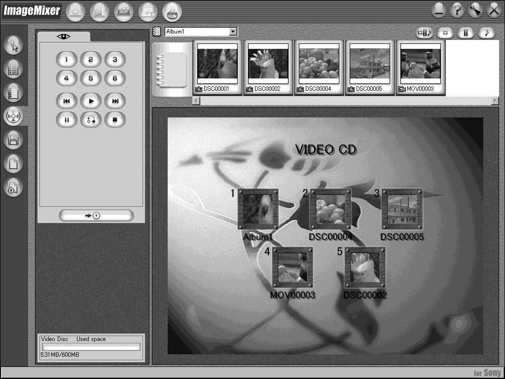 When playing back on a computer, use application software used to play back a Video CD. a Start ImageMixer. b Click.