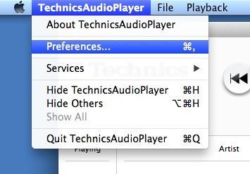 Select [Preferences ] from the [TechnicsAudioPlayer] menu. A [Preferences] window opens. Choose [Normal] or [Expand to RAM] from the [Audio Data Handling] menu.