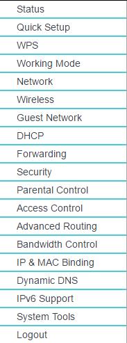 Chapter 5. Standard Wireless Router Mode This chapter will show each web page's key functions and the configuration way on Standard Wireless Router Mode. 5.1 Login After your successful login, you will see the main menus on the left of the web management page.