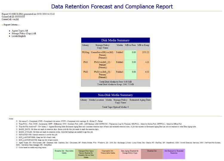 Page 71 of 103 6. Expand Reports and select Data Retention Forecast and Compliance. 7. Click Run. 8.