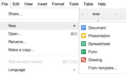 Create a Google Doc 1. Go to Google Drive - drive.dublinschools.net! or use Tile from any Google App 2. Click the Create button 3. Choose Document from the list 4.