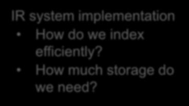 IR system implementation How do we index