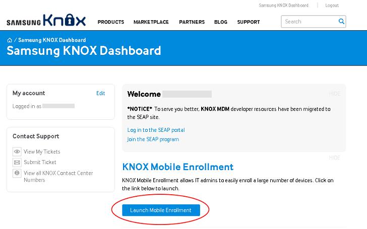 KNOX Mobile Enrollment tool.