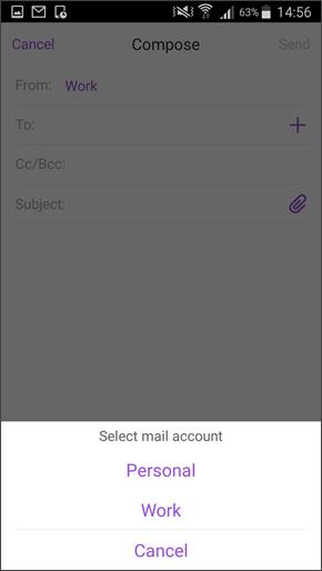 Note Composing an email from the conversation view auto-populates the From: field with the email