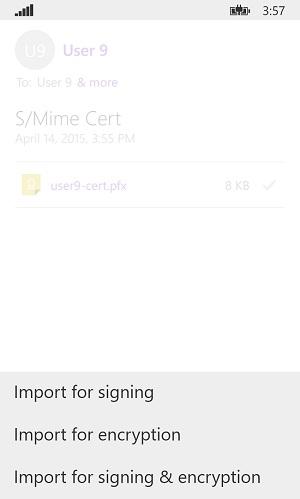 2. Download the first certificate (for signing) and then tap Import for signing & encryption. 3.