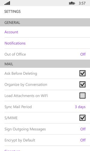 6. In SIGNING, enable Sign Outgoing Messages and verify that