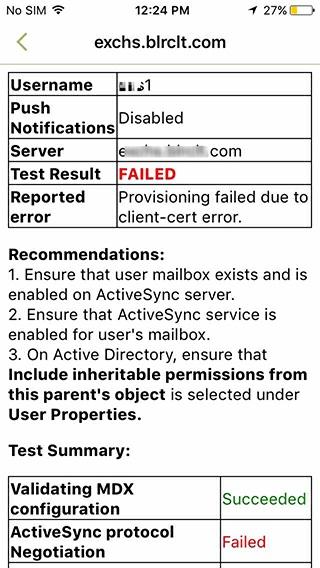The following example shows how the tool notifies you that Secure Mail successfully