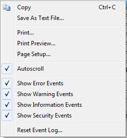 By default we show all events, but you can set it to show just error events or warning events to