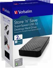 Desktop Hard Drives USB 3.0 Store n Save - USB 3.0 The Verbatim Store n Save USB 3.0 desktop hard drive features high performance storage using a USB 3.0 SuperSpeed interface. USB 3.0 offers up to 10 times faster data transfer rates than USB 2.