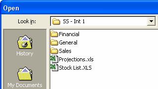 When you double-click the SS Int 1 folder in the main window, it s transferred to this box and its contents are then shown in the main window here.