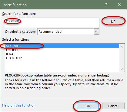 Steps to create a VLOOKUP When starting out, it is easiest to create a VLOOKUP from the Formulas tab using the Insert Function option.