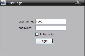 The follow interface will pop out, input username and password ( Default Username is root, password is blank)