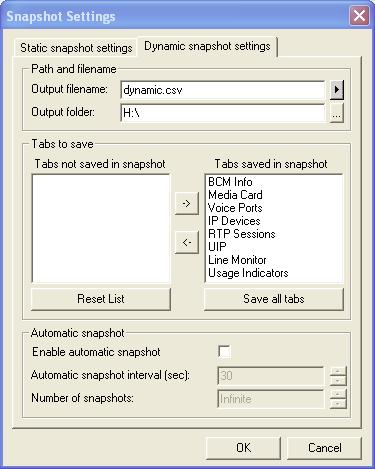2. The dynamic snapshots can be set by selecting File, Snapshot settings and selecting the Dynamic snapshot settings Tab. 3. The Snapshot Settings Window will be displayed. 4.
