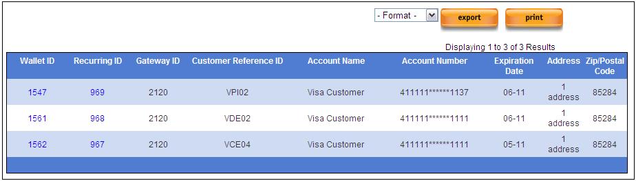 Recurring Reports Expired Card Search Access this by selecting Credit Card Reports >Expired Card Search from the left navigation menu.