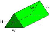 A. 2 23.6 cm B. 2 30.7 cm C. 2 12.6 cm D. 2 5.5 cm 5. If W = 6 cm, H = 3 cm, and L = 18 cm, what is the surface area of the prism? A. 2 234 cm B. 2 162 cm C. 2 342 cm D. 2 360 cm 6.