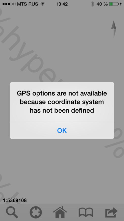 If the coordinate system of your map data is unknown or not defined, the GPS location option will be unavailable.
