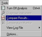 Tools Menu Turn Off/On Analysis Diagnose Instrument Compare Results Temperature Monitor The default is analysis on, which causes the marker peaks run with the samples to be aligned to marker peaks in