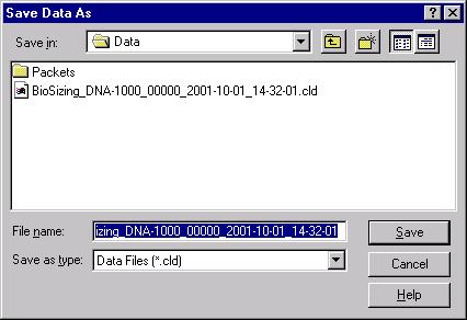 Save Data As Dialog Box This dialog box appears when you choose Save As from the File menu. It allows you to save a data file under a new or different filename.
