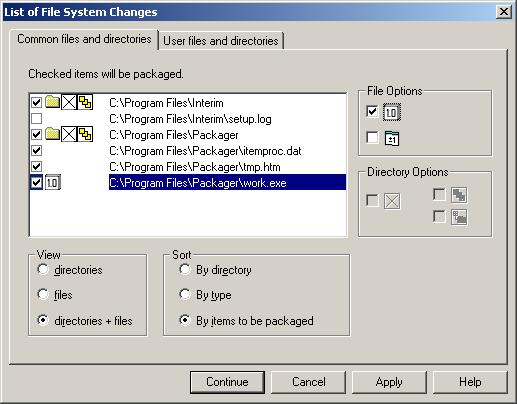 How to Package Products Using the Automatic Method List of File System Changes Common Files and Directories After all system information has been compared and the changes have been recorded, the