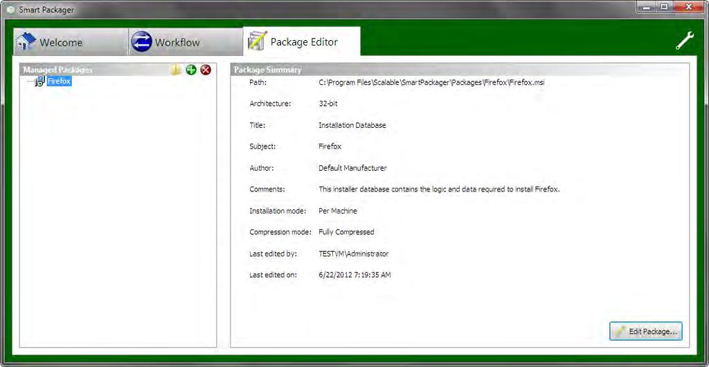 Functions & Features Editor Page The package editor page allows maintenance on packages that have already gone through the workflow process.