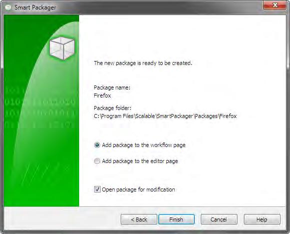 Wizards: New Package Wizards New Package Finish The finish page shows a brief summary of the information before the new package is created. Click "Finish" to create the new package.