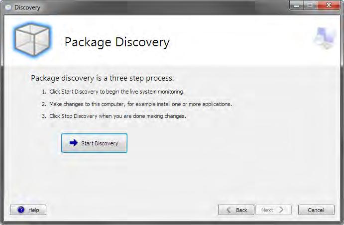 Discovery Monitor Page On this page the package will be installed during which time all changes to the computer will be recorded. From this data the new repackaged installation will later be created.