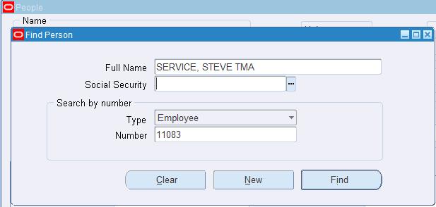 People Find Person 5 6 5. Find Person Enter the employee with the injury in the Name field using the format of Last Name, First Name.