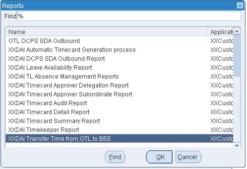 Submit a New Request 5 6 5. Select the Transfer Time From OTL to BEE option in the list of report names 6.