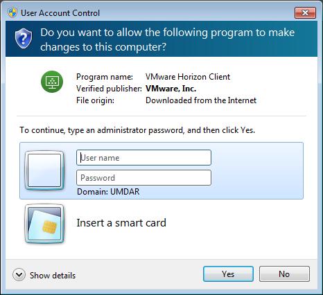 7. If prompted, enter your computer Administrator username and password, then click the Yes button. 8. An installer dialog box is displayed.